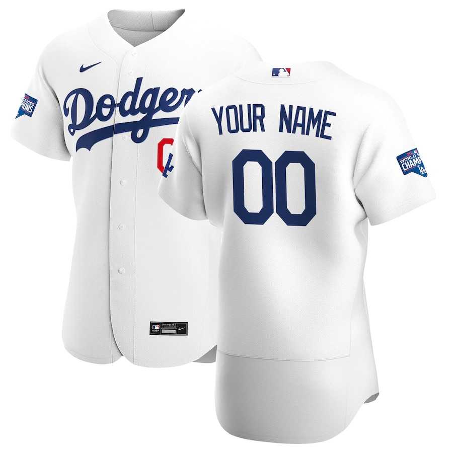 Los Angeles Dodgers Customized Nike White Home 2020 World Series Champions Player MLB Jersey